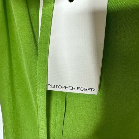 CHRISTOPHER ESBER Silk Faille Loophole Tie Skirt Green Apple NWT in Size 8 - Picture 7 of 13